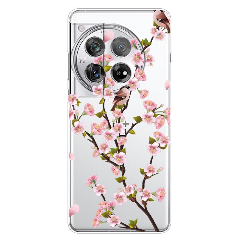 For OnePlus 12 Case 12R 5G Flower Clear TPU Soft Silicone Transparent Back Case for One plus 12R Cover on for Oneplus12 5G Coque