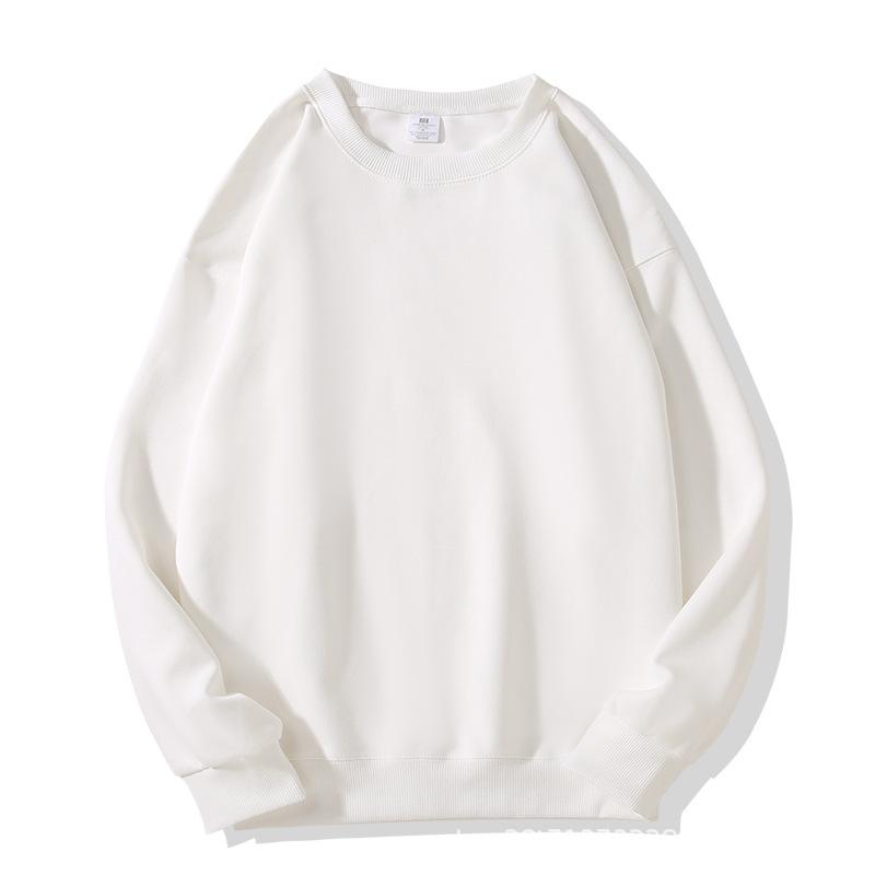 Europe and the United States new autumn and winter crew neck sweater women's top long sleeve white solid color loose girls spring and autumn models 