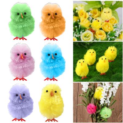 36 Pcs Easter Fur Chicks Mini Simulation Plush Chicks Small Colorful Fluffy Chicken Easter Basket Stuffer for Spring Home Garden Decor