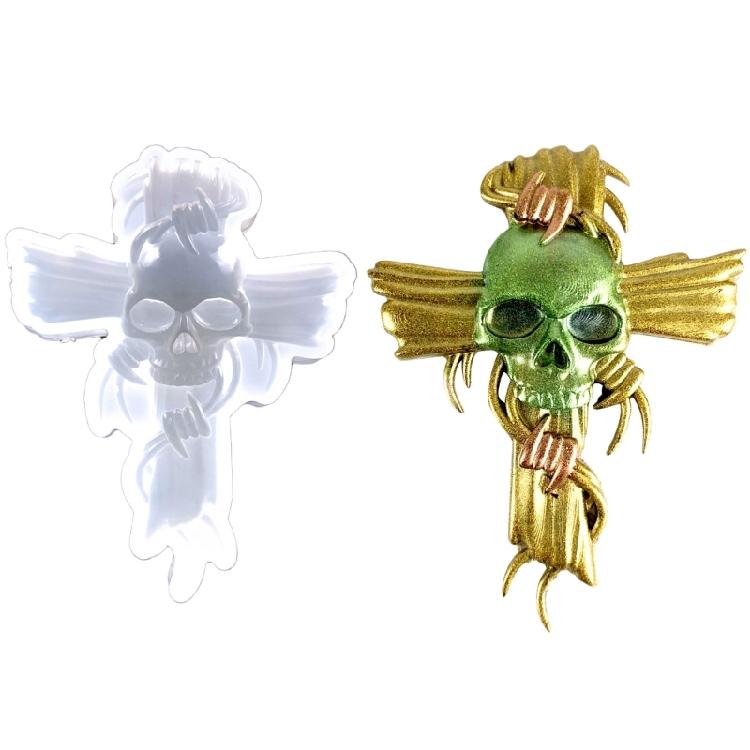 

Resin Casting Silicone Mold Crossed Skull Rose Keychain Pendant Jewelry Mould 1