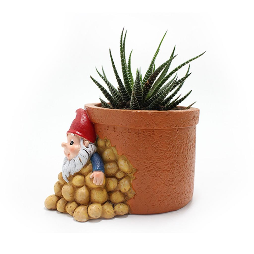 Innovative Resin Dwarf Flower Pot Ornament Patio Garden Elf Succulent Pot Planter Decoration