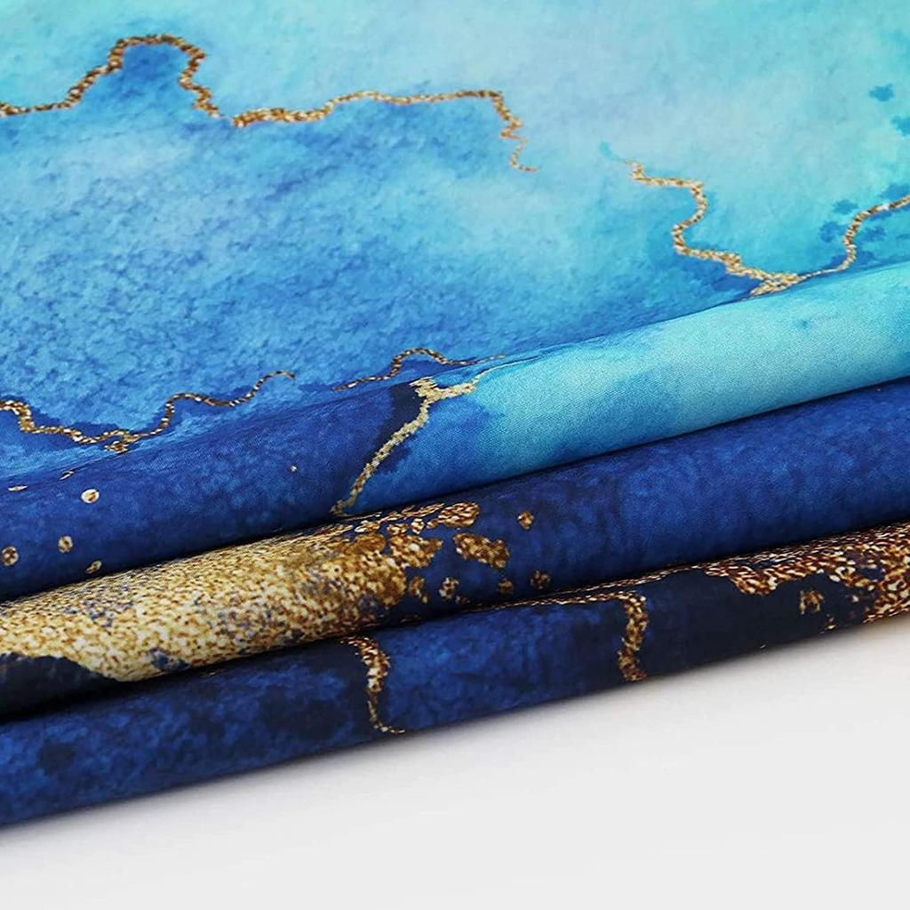 Navy Blue and Gold Marble Shower Curtain Modern Luxury Abstract Art Shower Curtains for Bathroom with Hooks Polyester Waterproof
