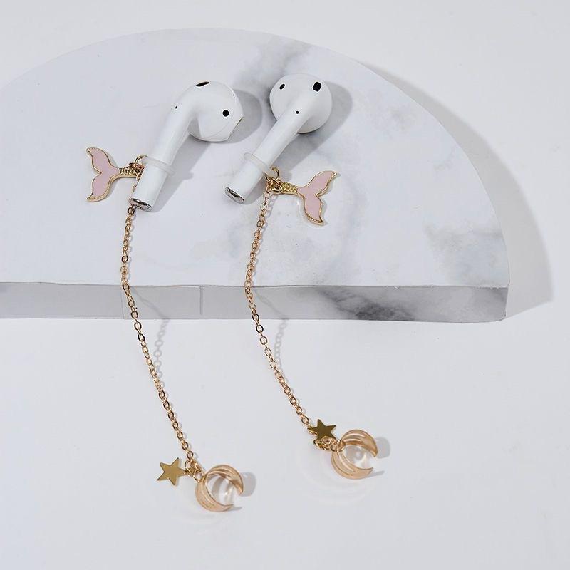 

2Pcs Wireless Earphone Anti-Loss Clips, Trendy And Vibrant Fishtail Design Earphone Protection Chains, Ideal For Safeguarding Ea рожевий