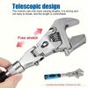 10 To 12 Inch Adjustable Ratchet Curved Wrench, Extendable Rod With 180° Rotatable Head For Motorcycle Garage Household Repair Tool