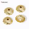 2 Styles 18K Gold Plated Stripe Flower Bead Caps, Brass Round Bead End Caps For DIY Beacelet Necklace Making Supplies Findings