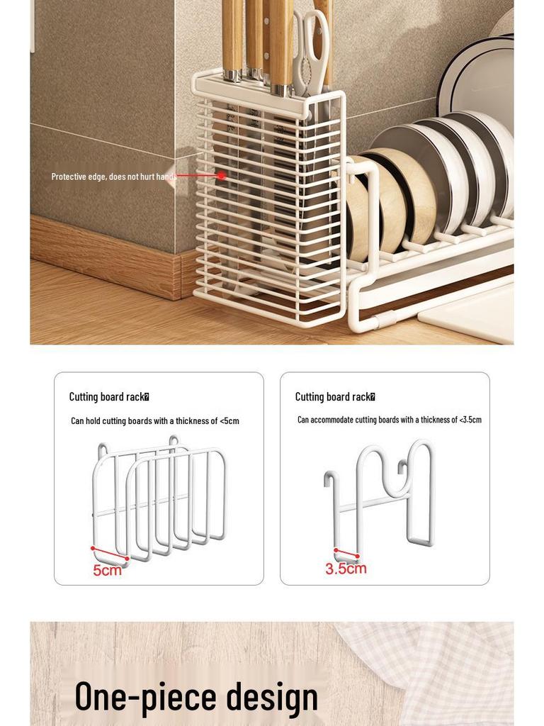 Kitchen Dish Drying Rack with Chopstick and Cutlery Storage