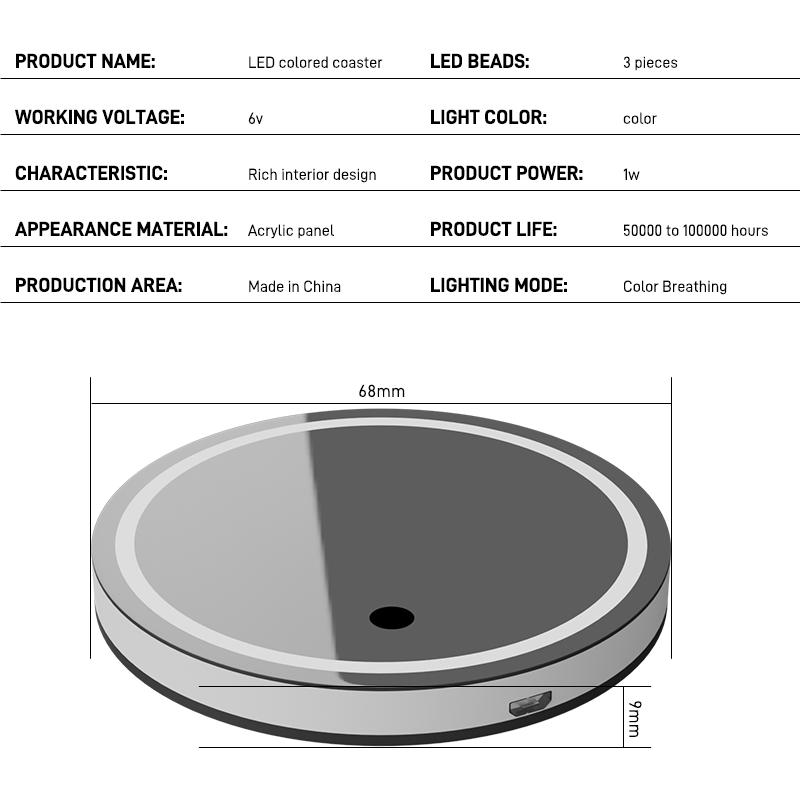 Coussinet De Tasse D'eau Lumineux LED Pour Voiture, Colored Cup Holder, Smart and Luminous Cup Mats, Car Interior Lighting