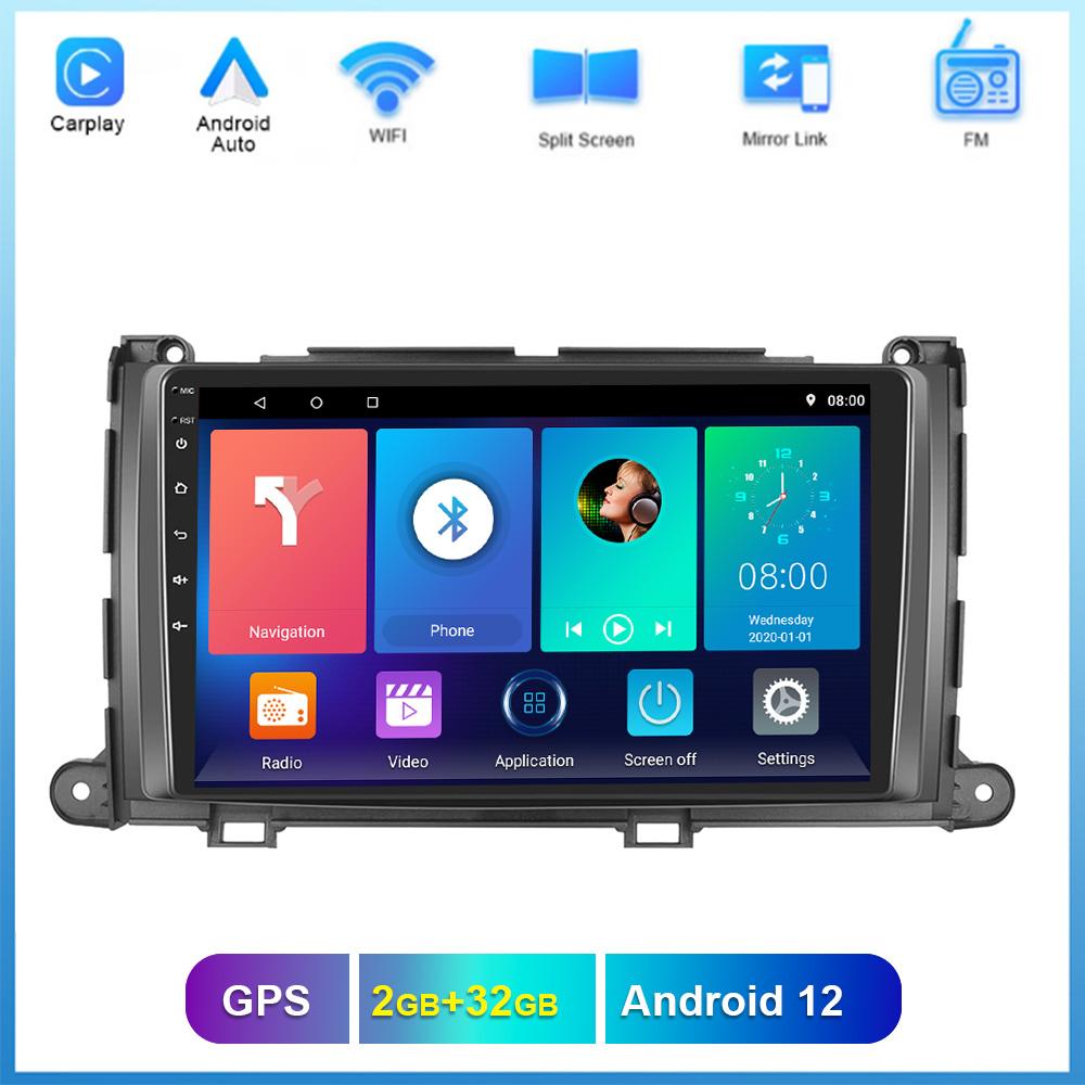 

REAKOSOUND 9 автомагнитола, автомобильное радио, стерео головное устройство для Toyota Sienna 2011-2014, поддержка беспроводной связи Apple Carplay, Android Autoa, GPS, WIFI 4-core 2+32CP