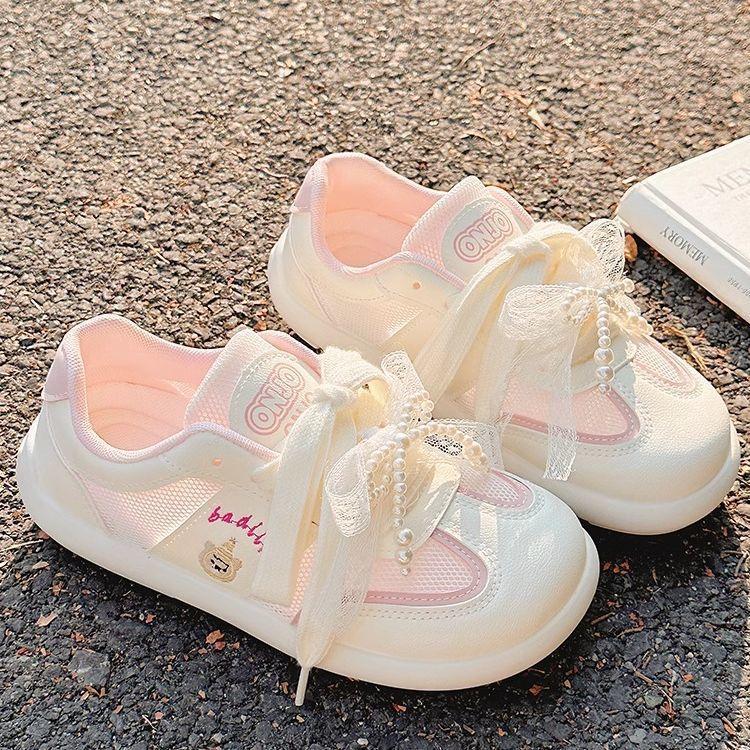 Shoes Women's 2025 Summer New Mesh Ballet Style Moral Training Shoes Flat Bottom with Skirt Cute Casual Women's Shoes