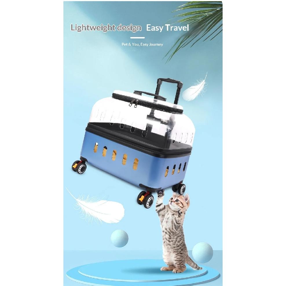 Dog Cat Transparent Bubble Carrier Airline Approved Hard Shell Portable Rolling Luggage Travel Case Dog Stroller Dog Car