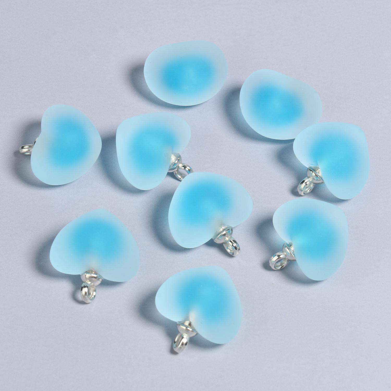 

10шт матовые акриловые бусины в виде сердца из камня для изготовления ювелирных изделий своими руками, кулон ручной работы(размер:19х18мм) 19x18mm синий