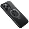 For iPhone 13 Pro Case Compatible with MagSafe Kickstand Carbon Fiber Texture PC+TPU Back Cover with Silicone Ring