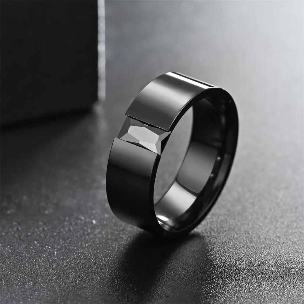 

Fashion Couple Rings Women s Black Rhinestones Zirconia Rings Set Men s Stainless Steel Zirconia Rings Wedding Band Jewelry Gift 9