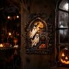Metal Craft Party Supplies Gothic Ghost Wall Art, Vintage Bat Pumpkin Owl Hanging Plaques Sign for Living Room Bedroom Home Entrance Decor Indoor