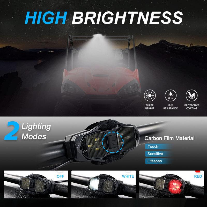 Roll Bar Mount LED Dome Light Rock Light With Switch For UTV Polaris RZR Can-Am ATV Golf Cart Truck Pickup Jeep Toyota Tractor