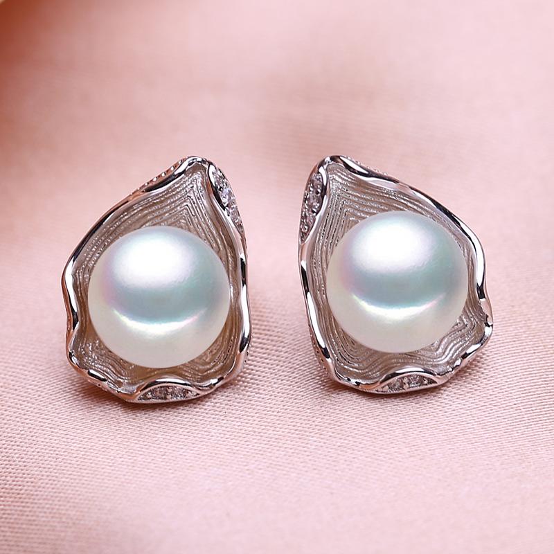 

Сережки SENIKO з натуральними прісноводними перлами 8-9 мм, дизайн раковини, модні сережки з кубічним цирконієм для жінок, подарунок дівчині білий