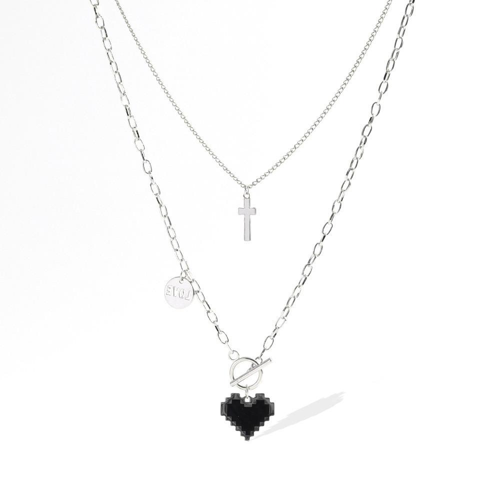 Trendsetting Geometric Heart And Wing Necklace Unique Alloy Jewelry For Women