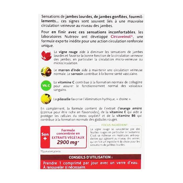 Nutreov Physcience Circuveinol Circulation Veineuse 2 X 30 Comprimés