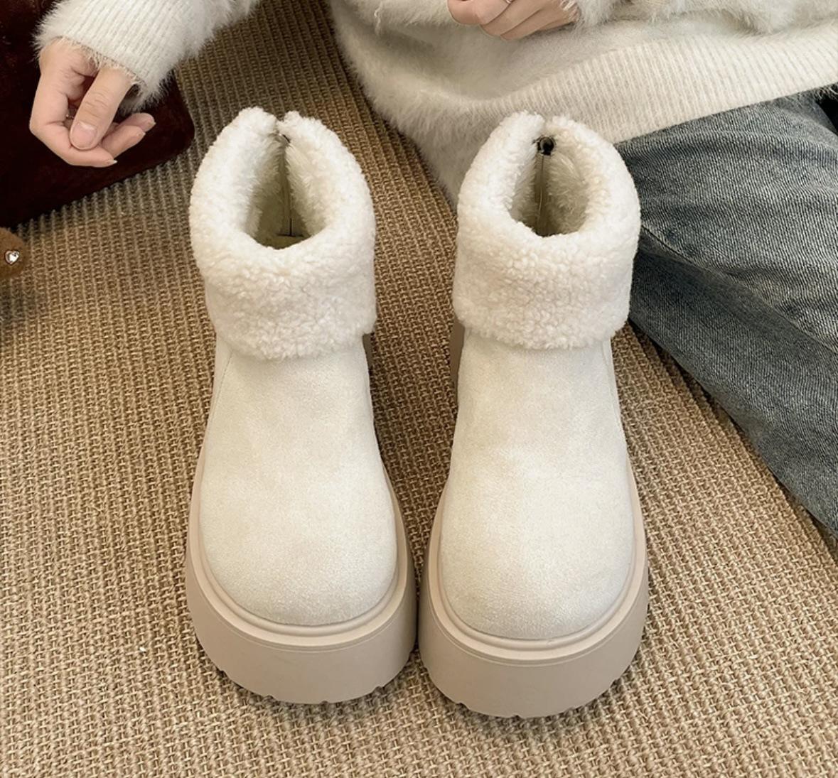 

Оксамитові зимові чоботи на круглій голові на товстій підошві, жіночі, зима 2024, нові потовщені теплі повсякденні бавовняні черевики, короткі чоботи-мафіни, приплив 40