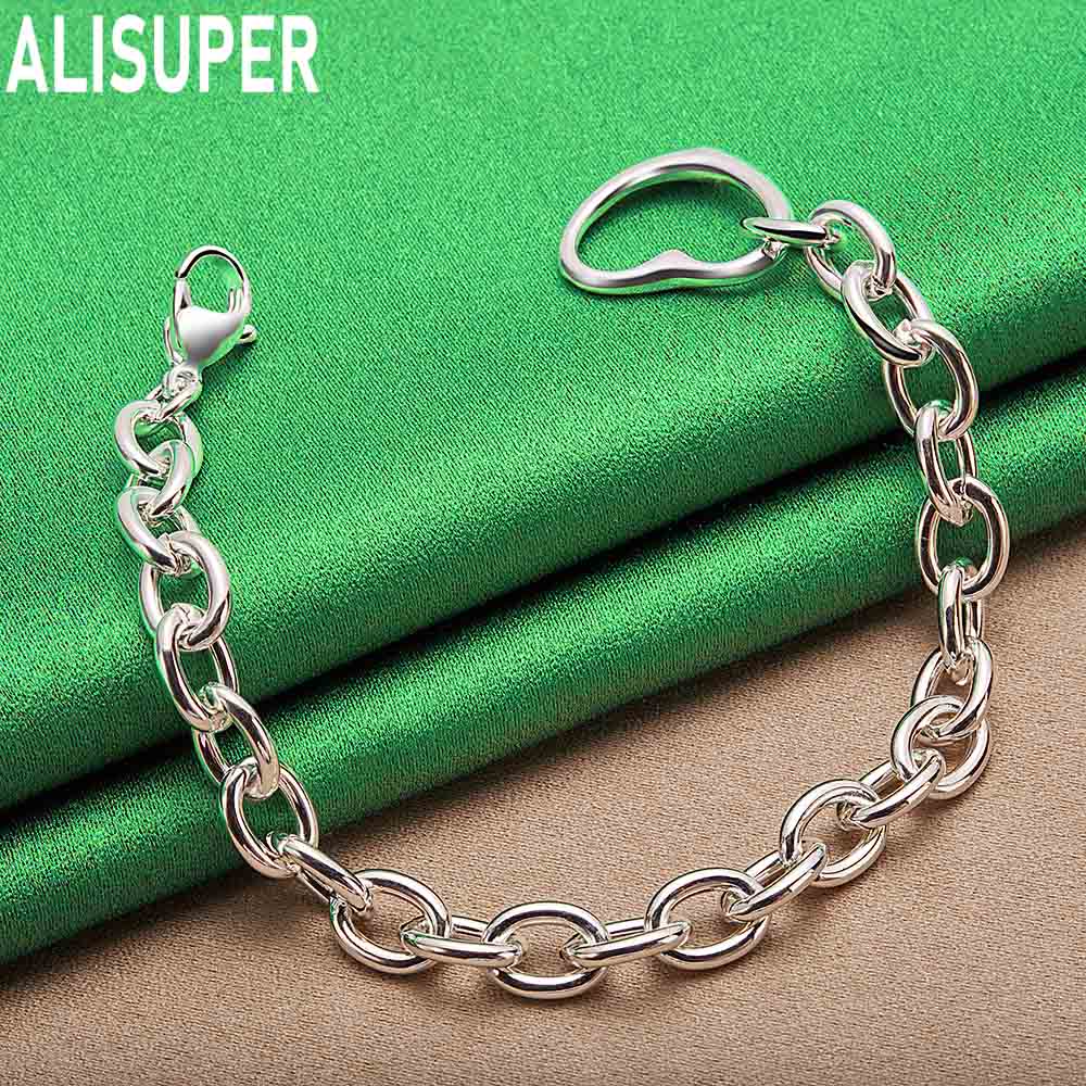 925 Sterling Silver Simple Romantic Hollow Love Side Chain Exquisite Bracelet Gift Jewelry