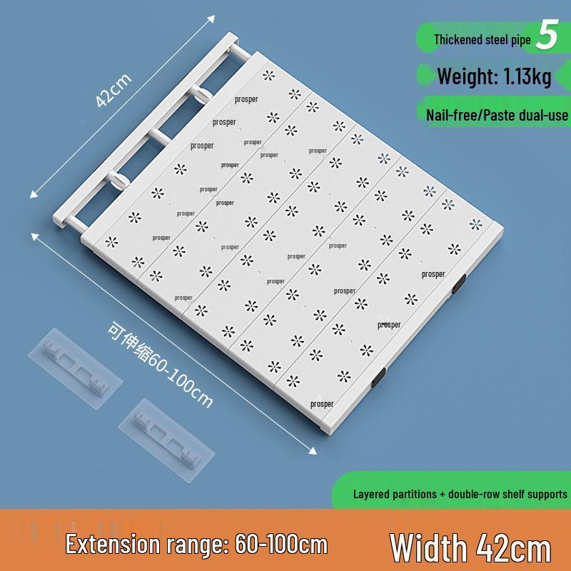 Wardrobe Divider No-Punch Shelf Storage Rack for Dormitory Cabinets and Shoe Organizers