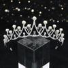Kinder Koreanische einfache mit Diamanten besetzte Perlen Brautkrone Tiara Hochzeitskleid Accessoires Prinzessin Geburtstagsfeier Kleid Accessoires