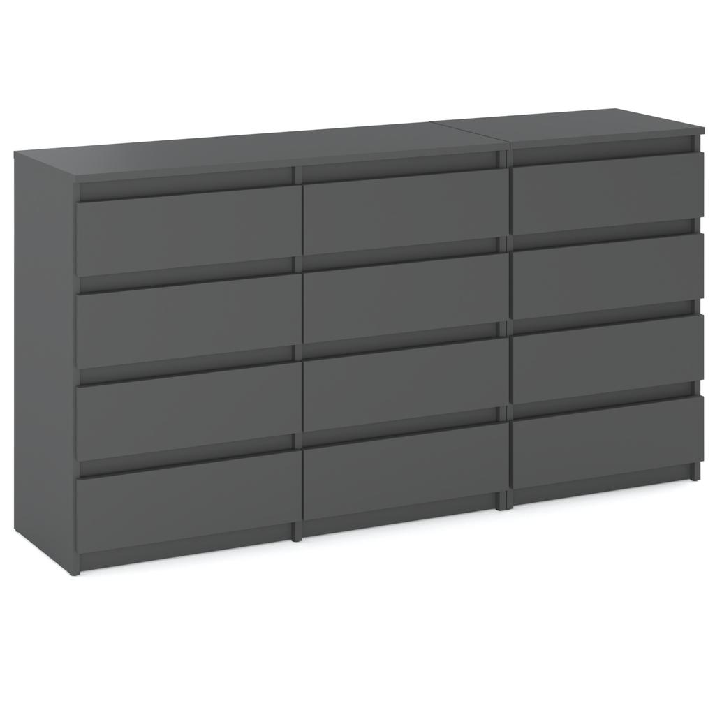 Chest of Drawers 12 Drawers Cabinet “HIT” 84 Matte Gray/Matte Gray