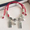Retro red rope bracelet, small fresh couple bell, long life lock, safe anklet, handmade hidden silver jewelry.