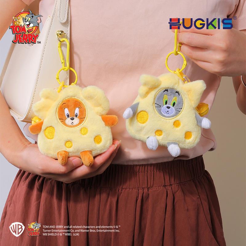 Tom and Jerry Cartoon Plush Coin Purse & Keychain with Bell