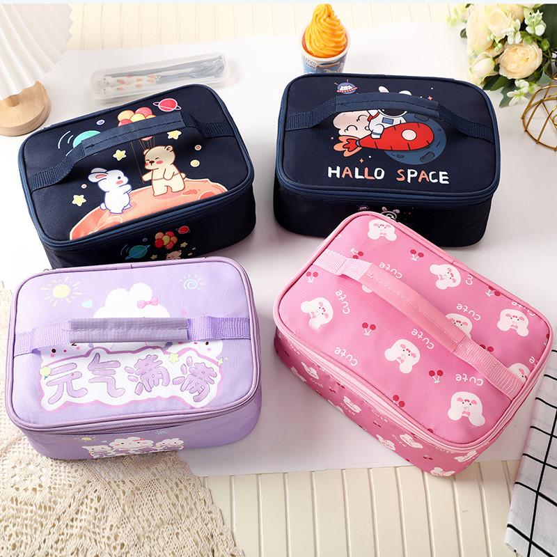 Cartoon Insulated Bento Bag For Kids With Aluminum Foil Lunchbox Carrier For School Or Travel