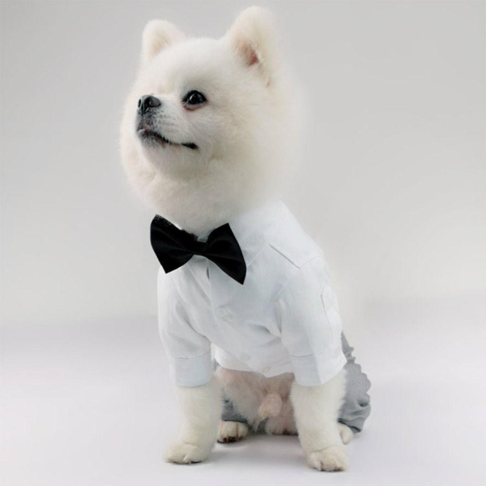 Washable Pet Formal Shirt Creative Puppy Costume Stylish Dog Wedding Suit  Cat