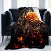 Golden Rose Flannel Blanket Elegant Leaf Print Throw for Sofa/Bed,Soft Fleece Gift for Women,Home Decor & Cozy Travel Essential
