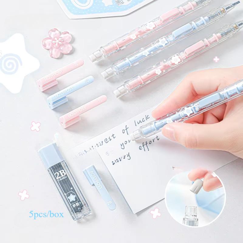 Lucky Omamori Exam Pencil Set Kawaii Retro Japanese 2B Mechanical Pencils for Test Prep with Refills Student Writing Supplies