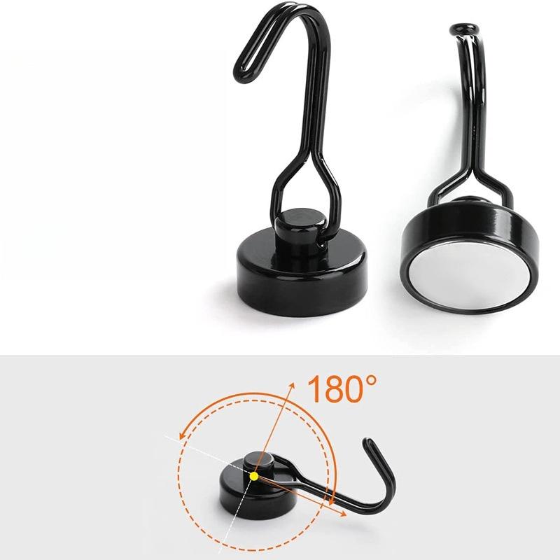 Swivel Heavy Duty Magnetic Hooks Black Silver Strong Magnetic Hooks for Hanging Cruise Cabins Refrigerator Kitchen Locker