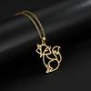 Cazador Hollow Fox Pendant Necklaces for Women Girls Cute Animal Neck Chains Stainless Steel Jewelry Birthday Gifts Wholesale