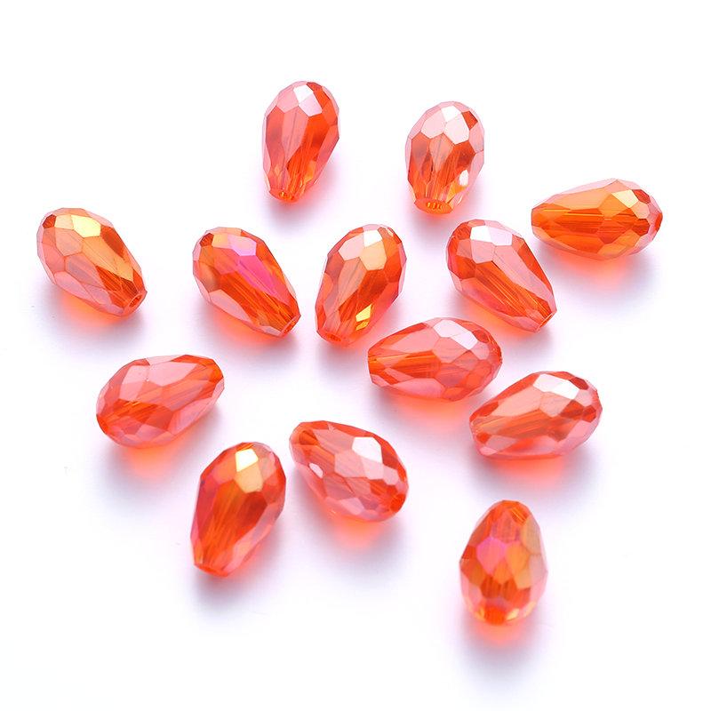 Best Sell Crystal Tear Drop Shape Beads Glass Beads 6X8MM,8X10MM Loose Spacer Round Beads For Jewelry Making DIY 24 Colors 6x8mm  70pcs