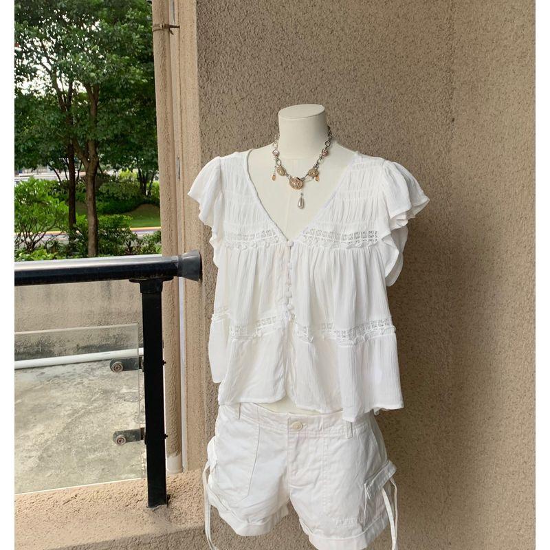 

Export Ariz * 38 US Knife Cut Out Bag Buckle Gold Baby Shirt Top Short C959 Color 1 L