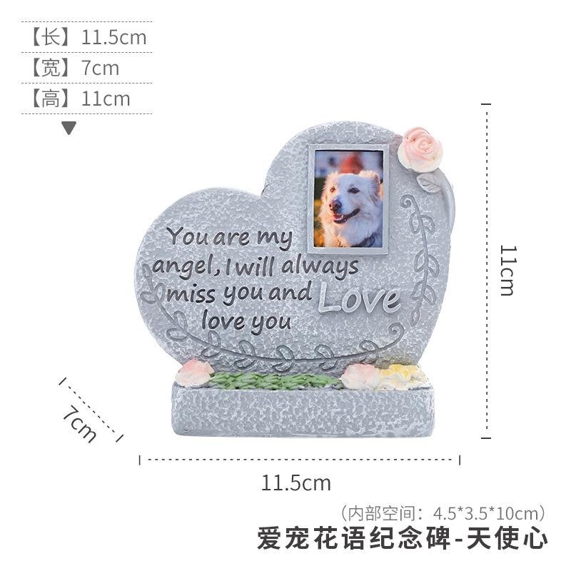 Resin Pet Memorial Stone with Photo Dog Grave Creative Cat Puppy Tombstone Small Animal Sacrifice Monument Handicraft Ornaments