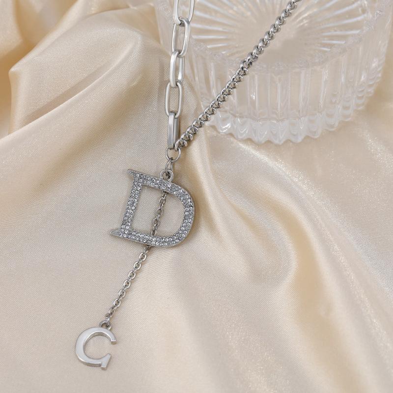 

Exquisite Titanium Steel D Letter Necklace With Tassels Perfect For Occasions Special Silver D Chain