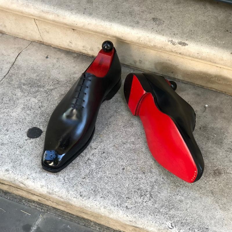 New Red Sole Brogue Shoes Men Black Business Mens Formal Shoes Lace-Up Round Toe Spring/Autumn
