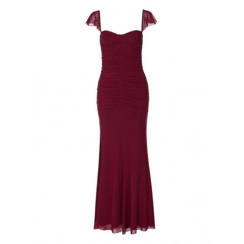 New Product Fashion Temperament Elegant Tube Top Suspender Halter Waist Pleated Mesh Fishtail Dress