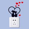 2PCS Lovely Cat Light Switch Phone Wall Stickers for Kids Rooms Diy Home Decoration Cartoon Animals