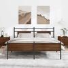 Metal Bed without Mattress Brown Oak Look 160x200 cm
