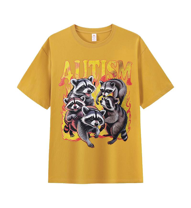 

Funny Autism Raccoon Meme Graphic T-shirt Men Women Y2K Fashion High Quality Cotton T-shirts Vintage O-Neck Short Sleeve T Shirt 4XL