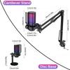Gaming USB Microphone for PC Streaming Podcast Condenser Mic with Pop Filter Quick Mute RGB Light Stand Mount