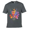 Colorful Wildflowers Watercolor Floral Bouquet Botanical Art Unisex Summer Washed Tee Loose Distressed Top