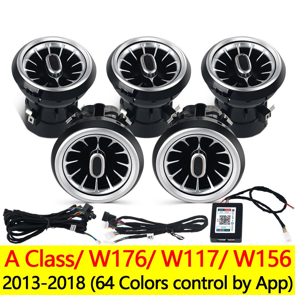 For Mercedes Benz A-Class W176 W117 C117 W156 AMG 12/64 Colors Ambient Light Strip Turbine Air Vent Nozzle Lamp Car/App Control