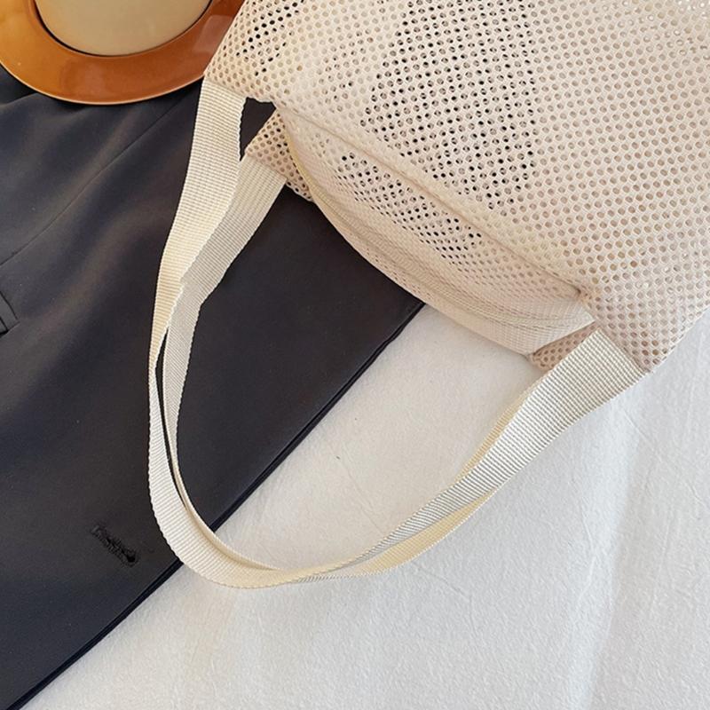 Ventilated Toiletry Organizer Clear Mesh Storage Bag Large Capacity Portable Shower Accessories Holder with Handle
