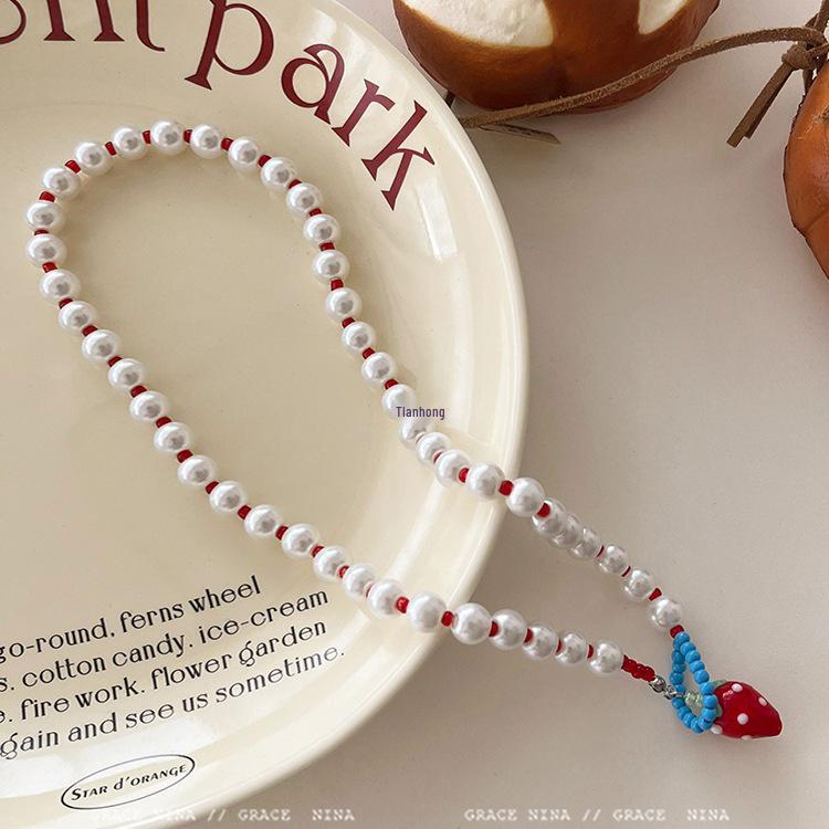 **Kissy! Strawberry Pearl Choker - 2025 New Sweet Style for Women**