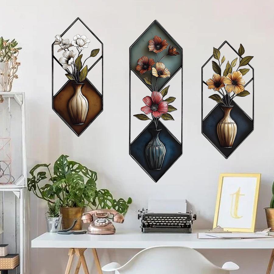 Imitation Wall Painting Realistic Vase Self-adhesive Wall Stickers Home Decoration for Living Room Bedroom Wall Art Decals